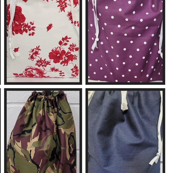 100% cotton laundry bag - different designs. Made in UK. Cotton sack , Christmas