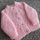 14" Pink Round Neck Diamond Cardigan