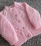 14" Pink Round Neck Diamond Cardigan