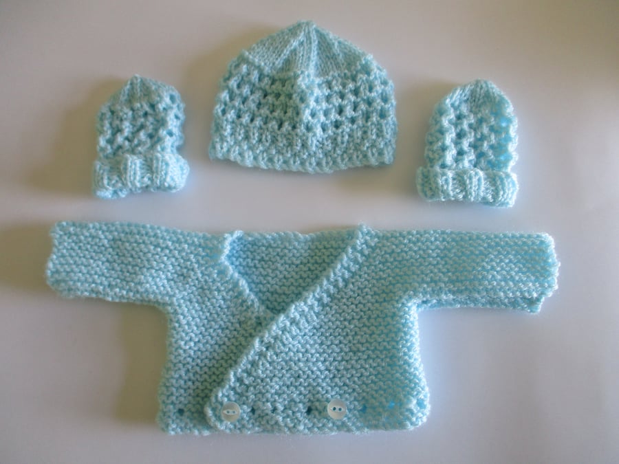 BLUE PREMATURE BABY SET - 3 to 5 lbs
