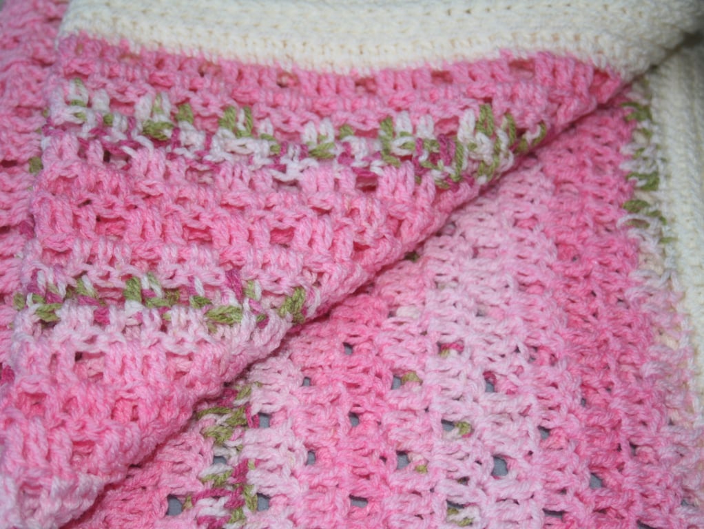 Handmade Crochet Baby Blanket  - Pastel Pram Blanket  - Easter Baby Gift