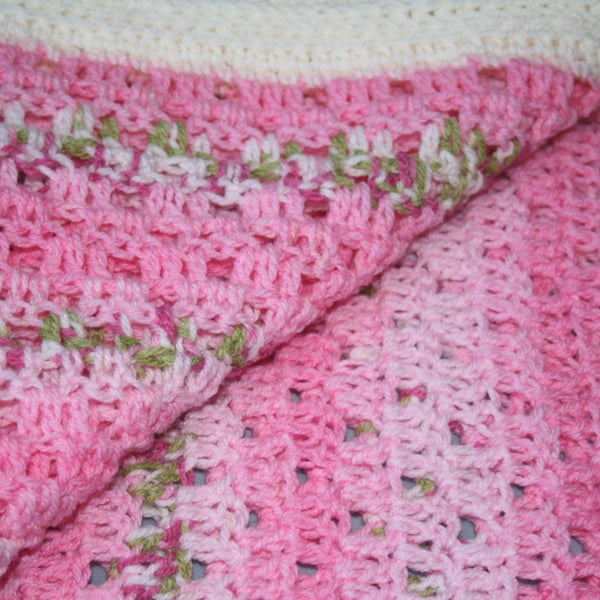 Handmade Crochet Baby Blanket  - Pastel Pram Blanket  - Easter Baby Gift