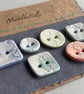 Buttons handmade Mixed set of Six ceramic pastel buttons