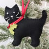 Black Felt Cat Christmas Decoration