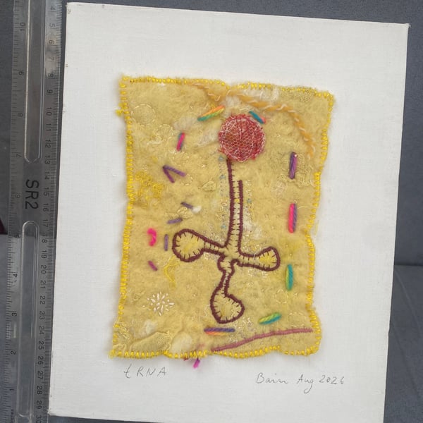 Hand-Felted tRNA Canvas Art - Molecular Biology Fiber Art - Subatomic Stitch