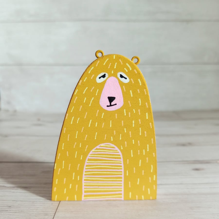 Yellow Bear, Handmade Wooden Bear
