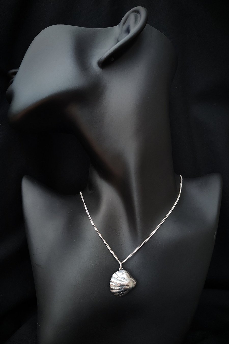 Sterling silver seashell with silver pearl necklace