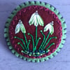Hand Embroidered Snowdrop Flowers Brooch