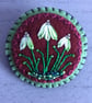 Hand Embroidered Snowdrop Flowers Brooch