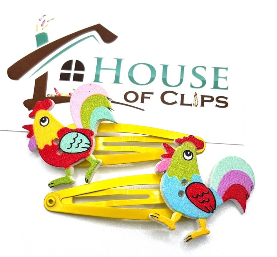 Mad Chicken Clips - Chicken Hair Clips - Chicken Barrettes - Chicken snap clips-