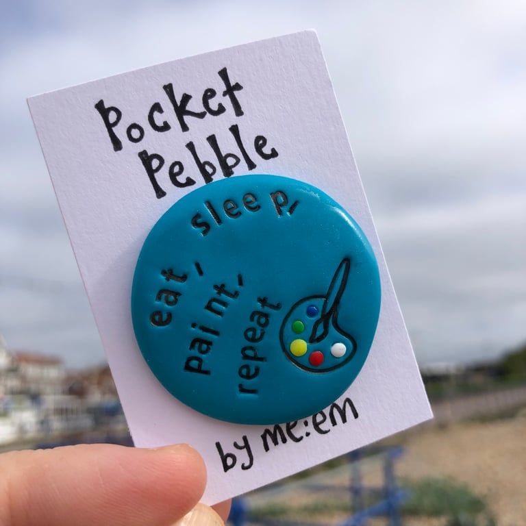 Eat, sleep, paint, repeat, Pocket Pebble Gift 