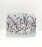 Glass Floral Meadow Panel in Grey, Purple, Pink & Black