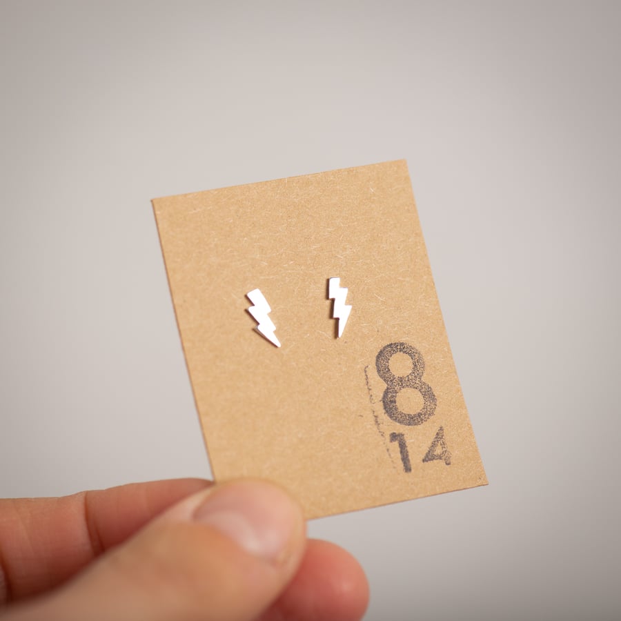 Sterling Silver Lightning Bolt Studs