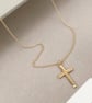 Handmade 9ct solid yellow gold small cross pendant on a trace chain - Image 4