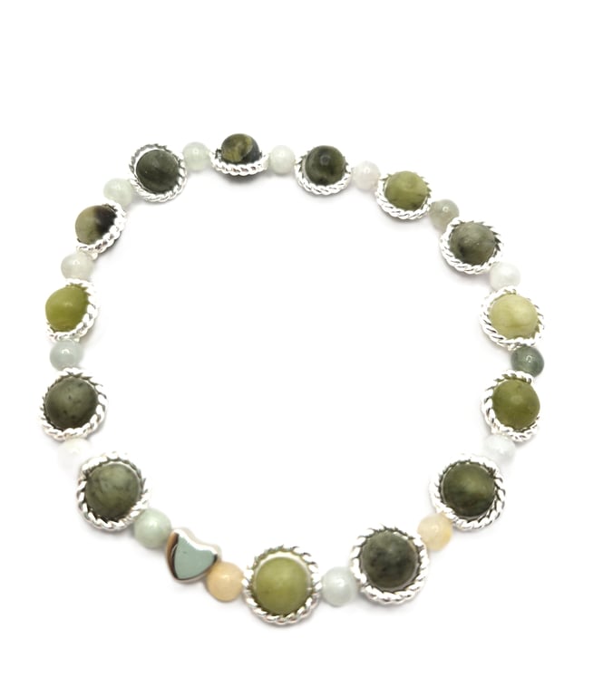 Multi green gemstone stretchy bracelet