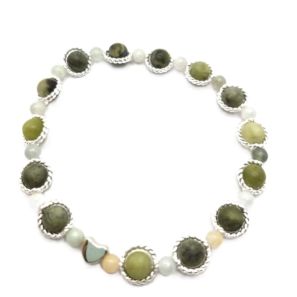 Multi green gemstone stretchy bracelet