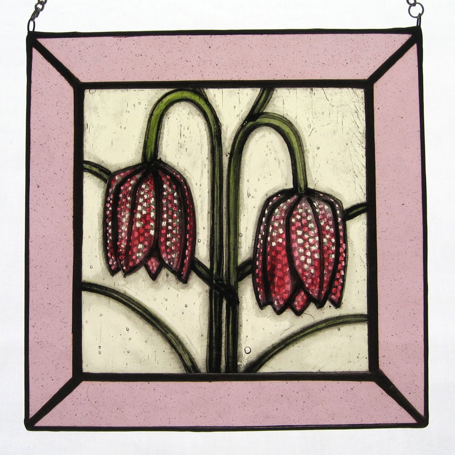 Snakeshead Fritillary Stained Glass Panel