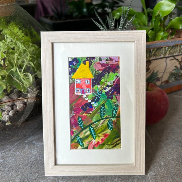Number 8 Cottage Gardens - original mixed media framed artwork