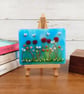 Floral Picture Tile; Freestanding Fused Glass Poppies Meadow