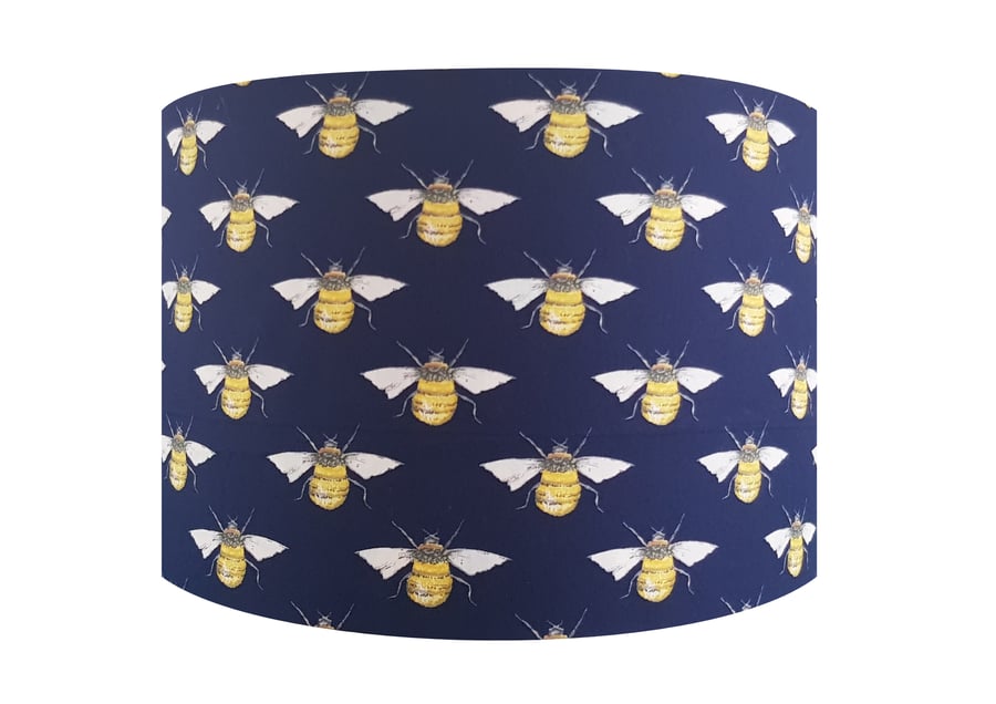Navy Blue Bumble Bee Lampshade - Light Ceiling Shade Vintage