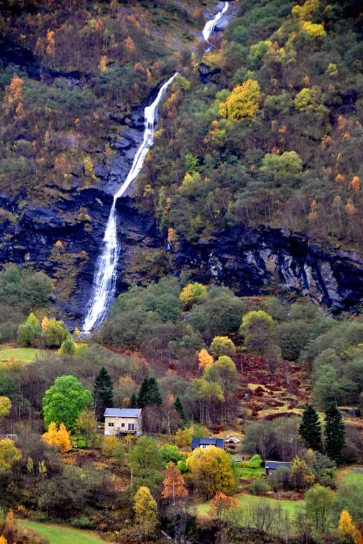 Waterfall Flamsdalen Valley Flam Norway Scandinavia Photograph Print