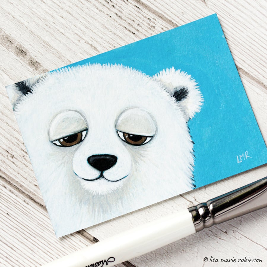 Cute Polar Bear - Original ACEO Painting