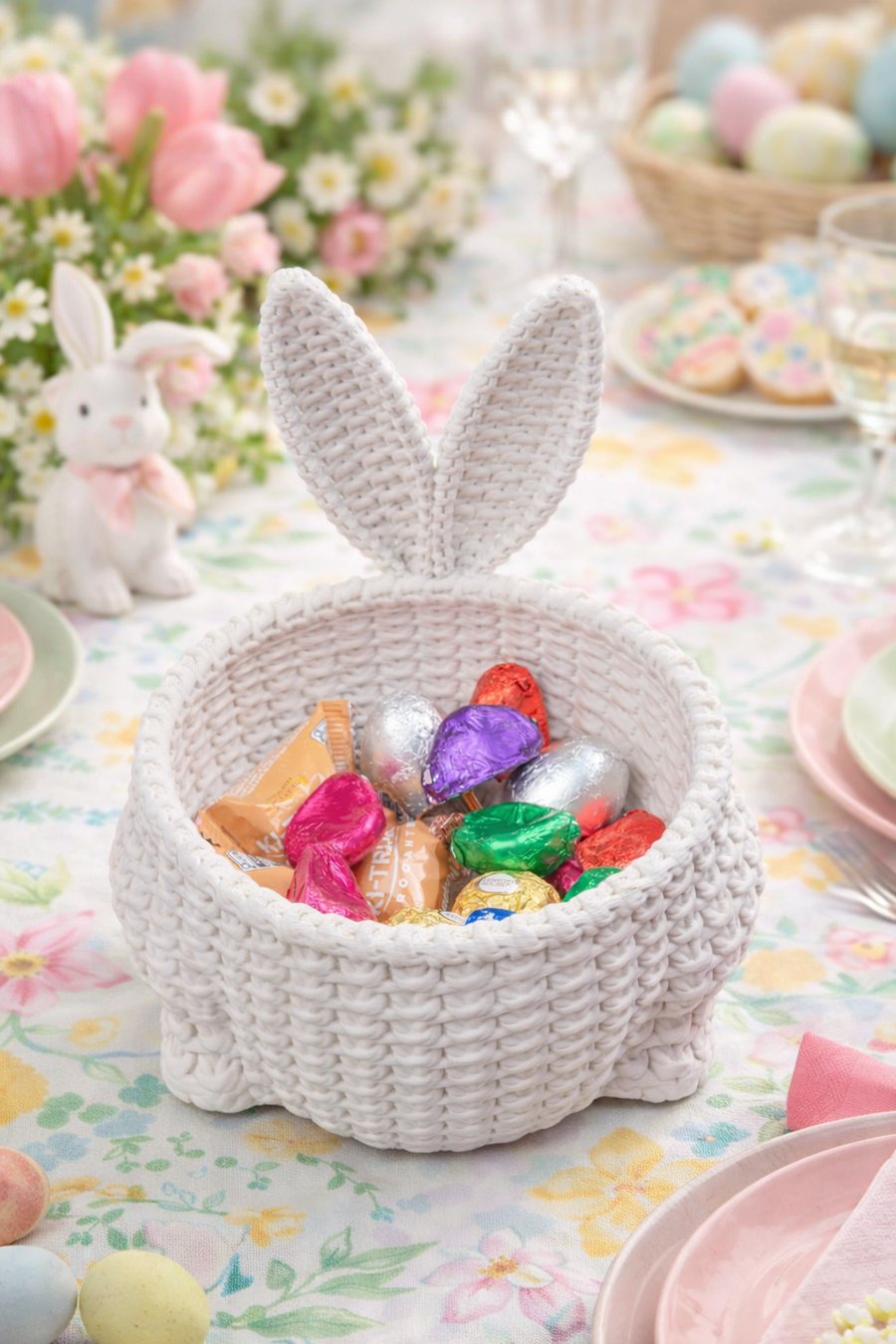 Bunny basket Easter decorations 3D printed 