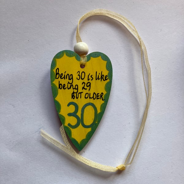 Hand painted  30th birthday heart 