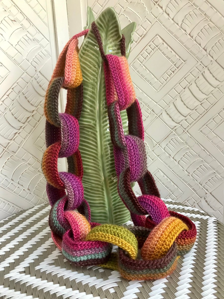 Crochet paper chain wall decoration, colourful Folksy