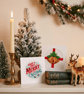 Set of 2 Cross Stitch Christmas Cards, Handmade Bells & Merry Christmas Cards