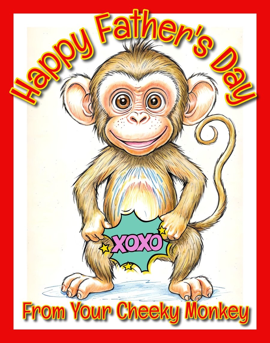 Cheeky Monkey xoxo Father's Day Card A5