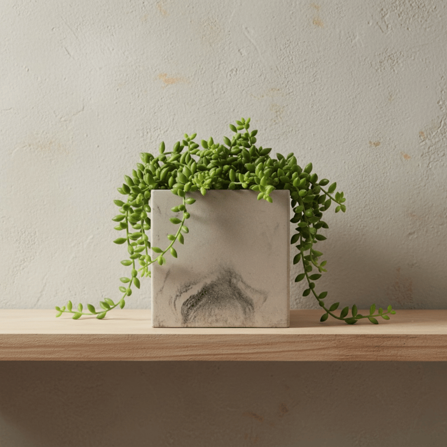 Handmade Cube Plant Pot – Black and White Marbled Indoor Planter 10cm