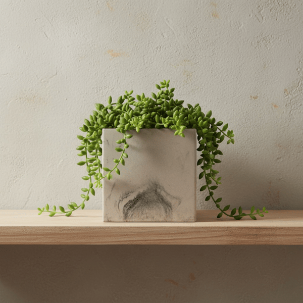 Handmade Cube Plant Pot – Black and White Marbled Indoor Planter 10cm