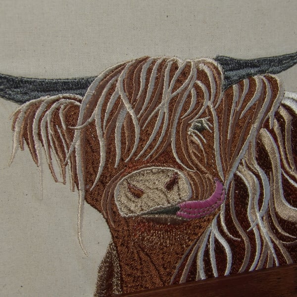 Howard the higland cow embroidered wall art framed 