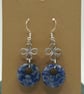 Handmade Sodalite Donut Earrings with Silver Clover Charms, Sterling Silver - Image 8