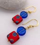 Poppy Red Czech Glass beaded Earrings  - Image 3