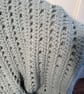 Soft Duck Egg Blue Crocheted Wool Lap Blanket with Fringe. - Image 2
