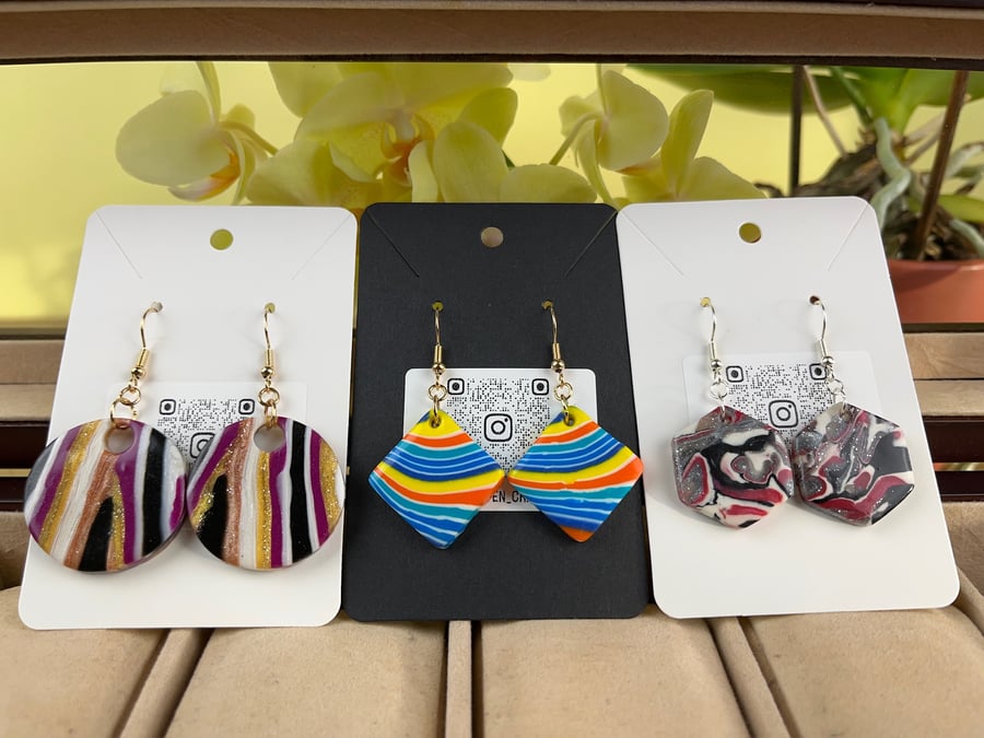 Handmade polymer clay earrings