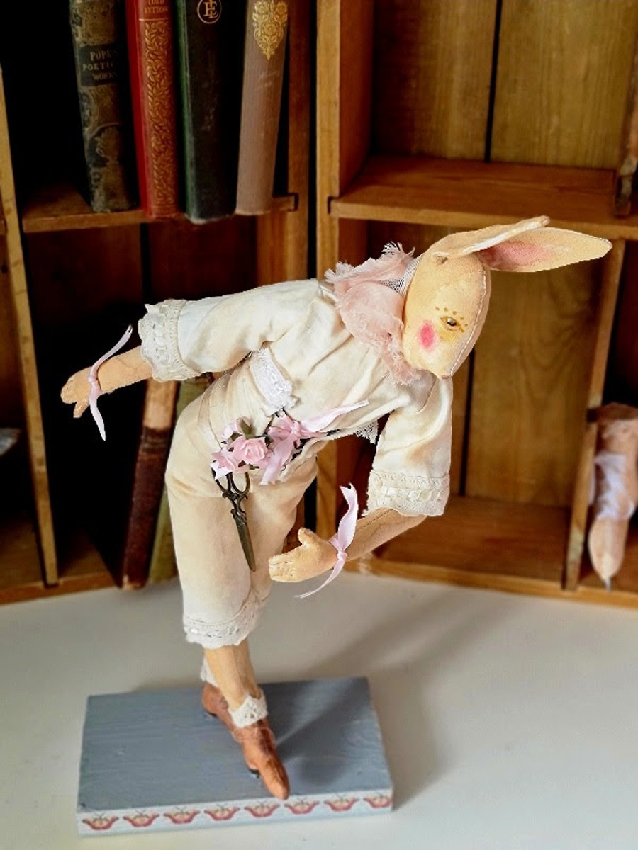 Handmade hare taking a bow