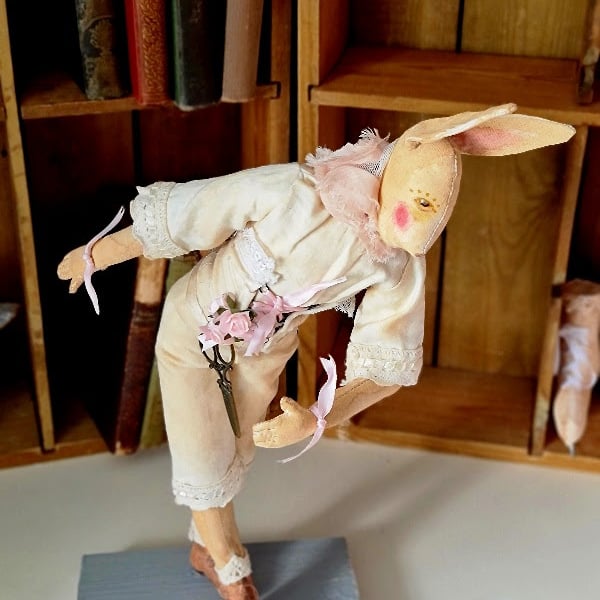 Handmade hare taking a bow