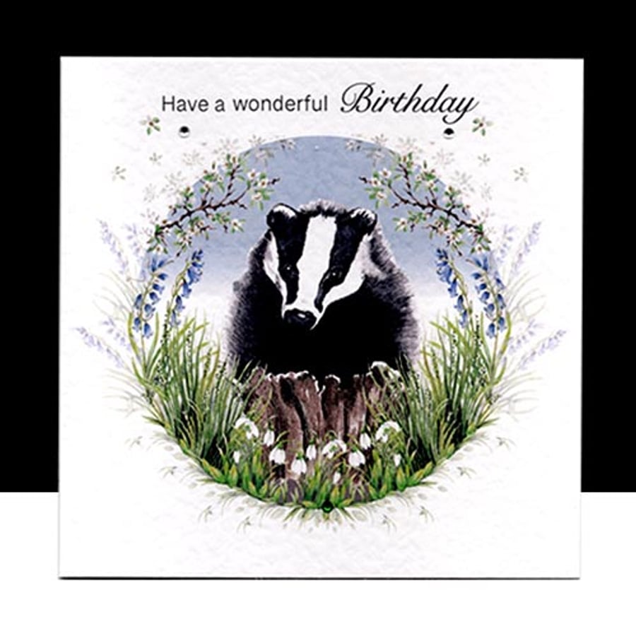 Spring Badger Happy Birthday Handmade Card