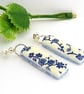 Long Rectangle Floral Earrings. - Image 3
