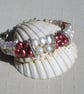 Red & White Freshwater Pearl Glamour Crystal Bracelet "Strawberry Crush"