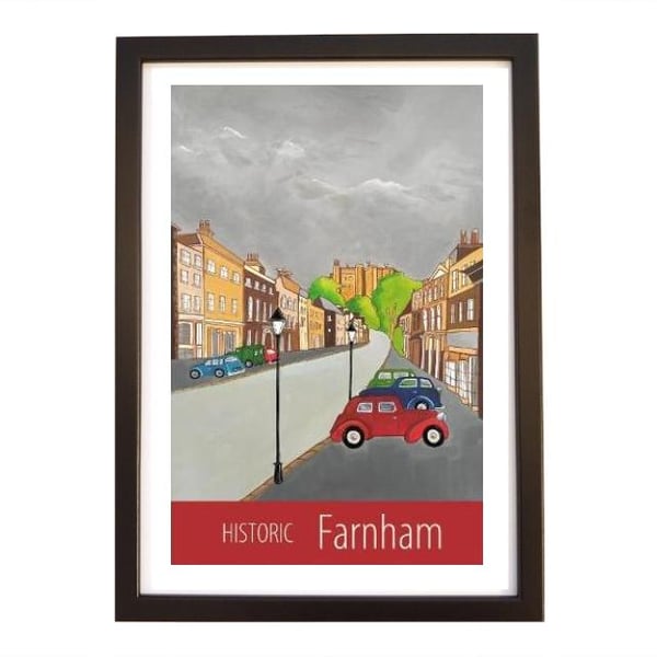 Historic Farnham travel poster print by Susie West