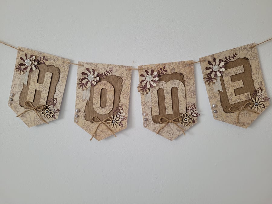 Home country cottage rustic pennant bunting banner flag sign