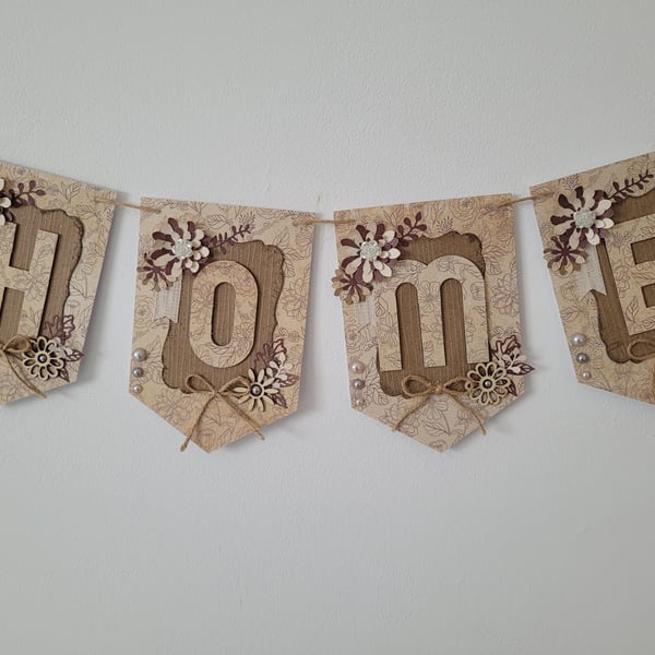 Home country cottage rustic pennant bunting banner flag sign