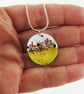 Enamel Pendant in Copper and Enamel with Colourful Glass Pieces. - Image 2