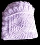 Hand Knitted Lilac Baby Shawl with Heart Lace and Ruffle Edge - Image 3