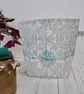 Hand Printed Linen Storage Basket, Storage Pot, Plant Pot - Teal Blue - Image 2
