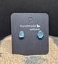 Blue Sea Glass stud Earrings.  - Image 3